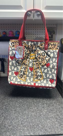 Graphic Print Tote Bag with Bow Detail