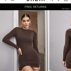 NEW SHEIN Brown Bodycon Dress