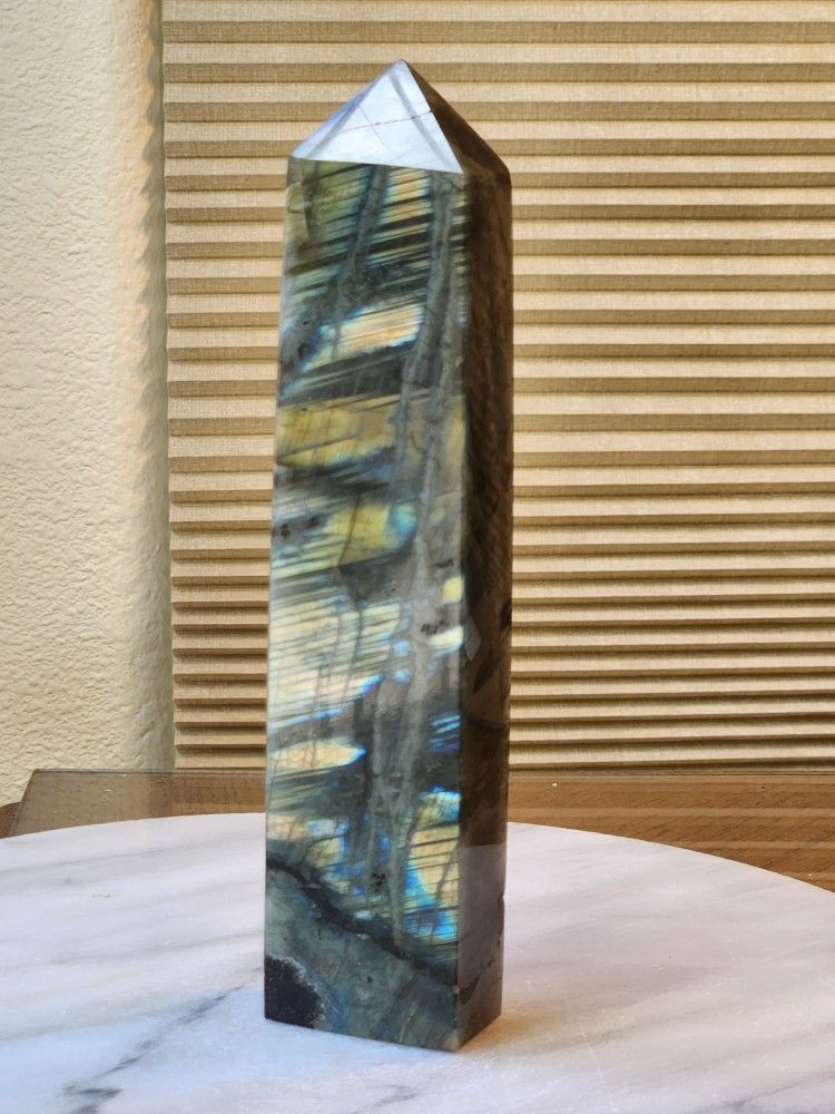 0.9 Lb (408g) Labradorite Tower Quartz Crystal 