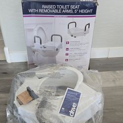 Raised Toilet Seat With Removable Arms 5 Inch Height