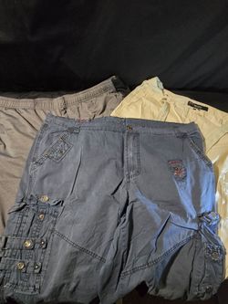 Men Cargo Shorts Lot of 3 Size 42 44 2XL Reebok PJ Mark FUSA Y2K Streetwear Gray