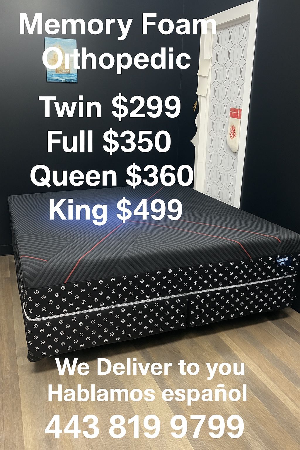 Queen Memory Foam Orthopedic Come With Free Box Spring - Same Day Delivery 