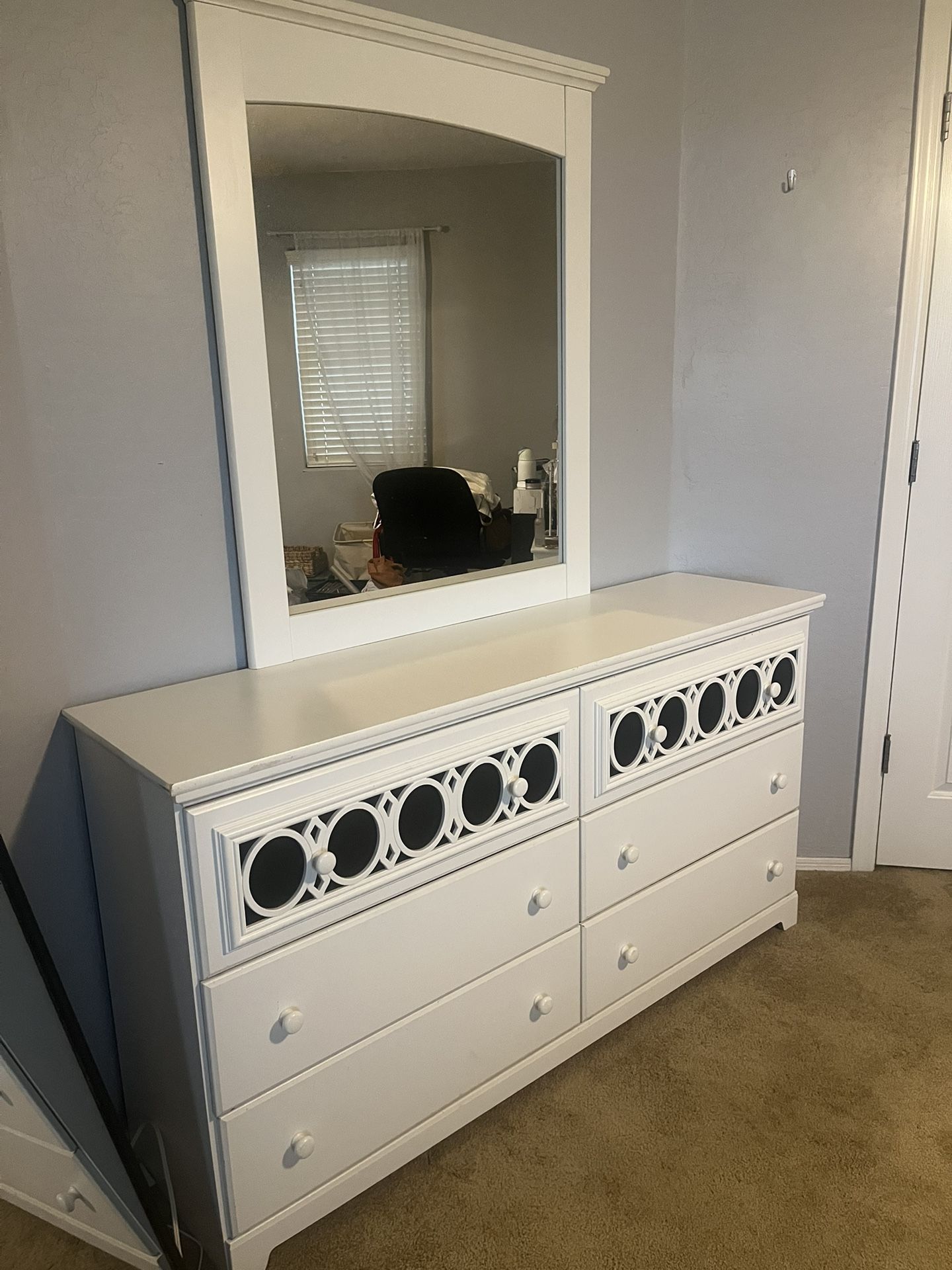 White Dresser + Mirror