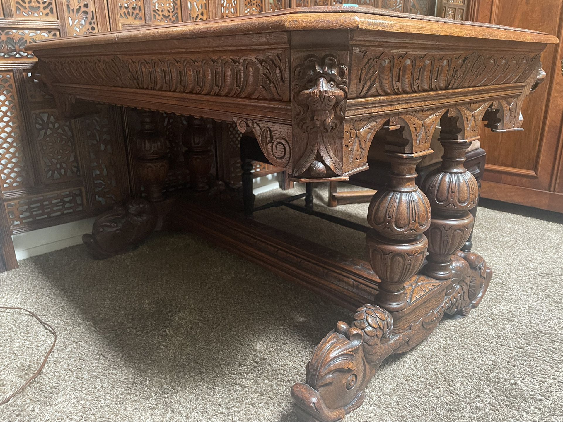 Antique Wood Library Table