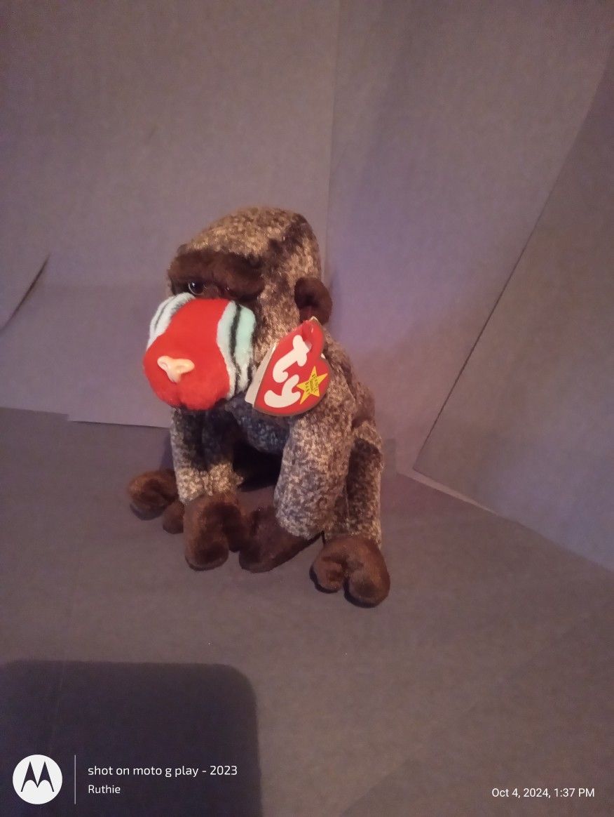 Vintage 1999 Ty Beanie Baby Original Retired Cheeks Baboon
