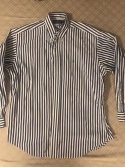 Ralph Lauren Polo Golf Blue/White/ Thick Striped Shirt PONY Large