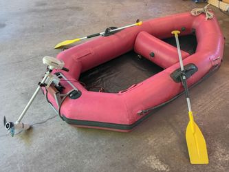 QUALITY HOT PINK Inflatable Boat Whitewater Raft Dinghy w/ Motor, Oars FullSet!