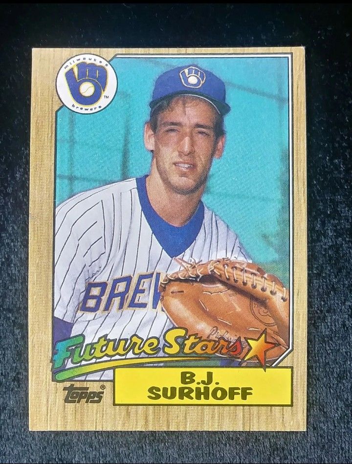 1987 Topps #216 B.J. Surhoff Milwaukee Brewers Rc Rookie Baseball Card Error Miscut Oddball