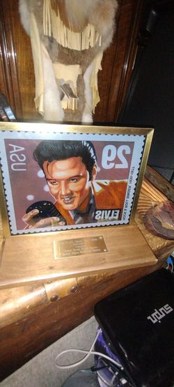 beautiful Elvis stamp picture on a plaque $40 or best offer very collectible