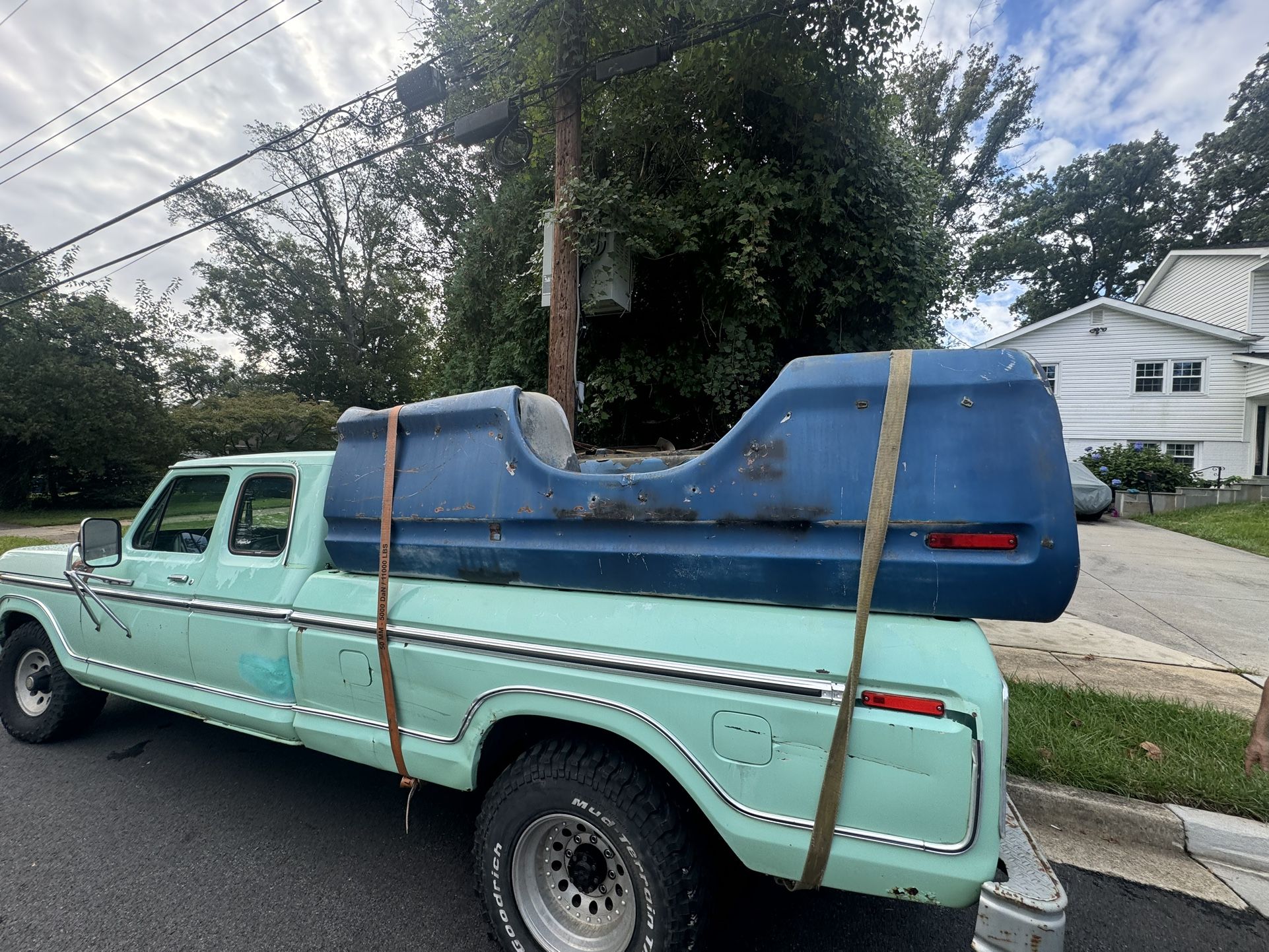 Blue Ford Dent Side Truck Bed