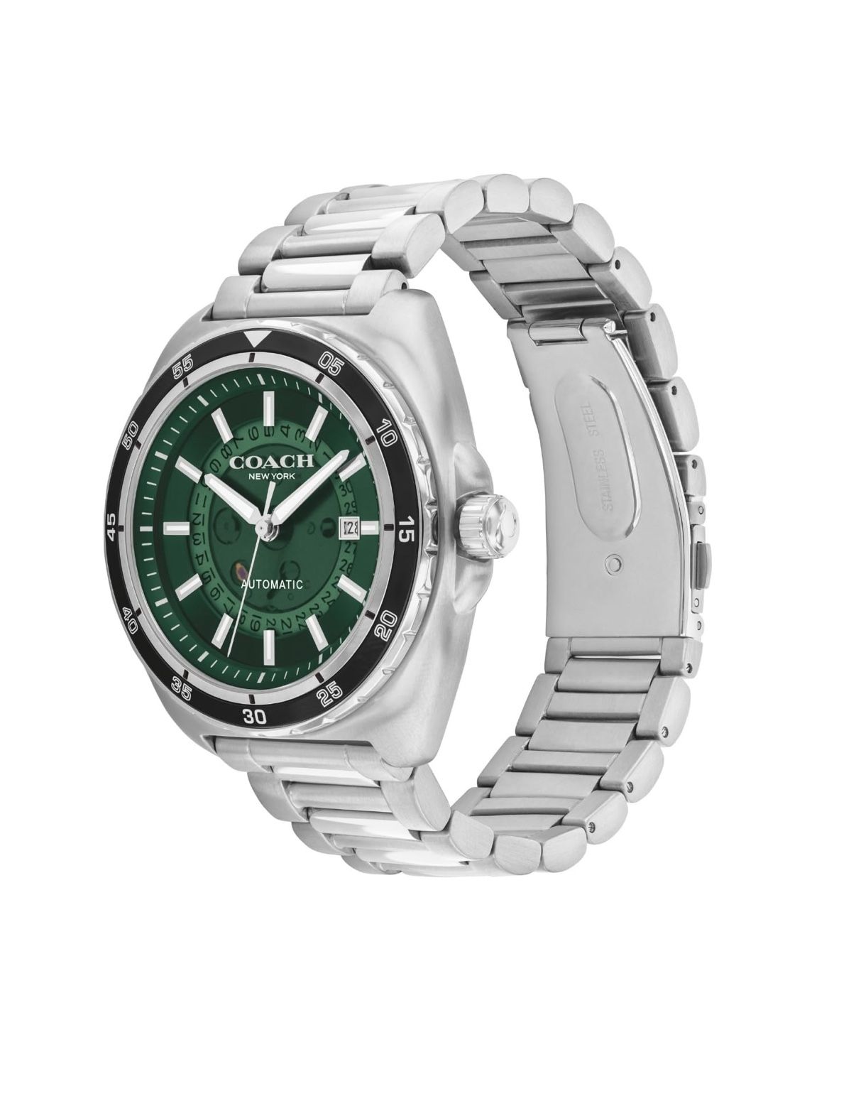 Coach Watch Charter Automatic 44mm 1(contact info removed) Men Silver Brand New Papers Included