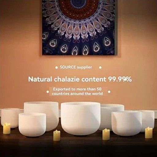 Crystal handcrafted singing bowl Sound Therapy 8/10/120-inch set pure white professional-grade meditation instrument handcrafted adult stress relief t