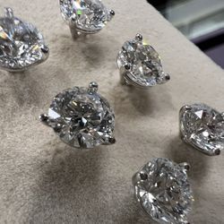 1.0 Carat Round Diamond, Custom Cut Earings
