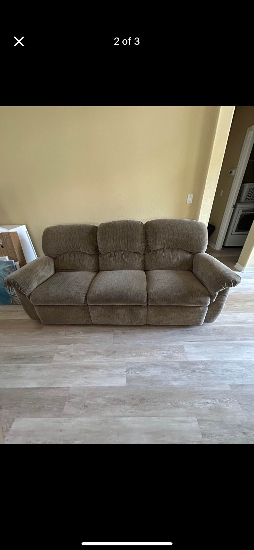 Clean And Comfy Brown Reclining Sofa 