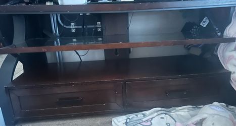 Dark Wood TV Stand with Drawers