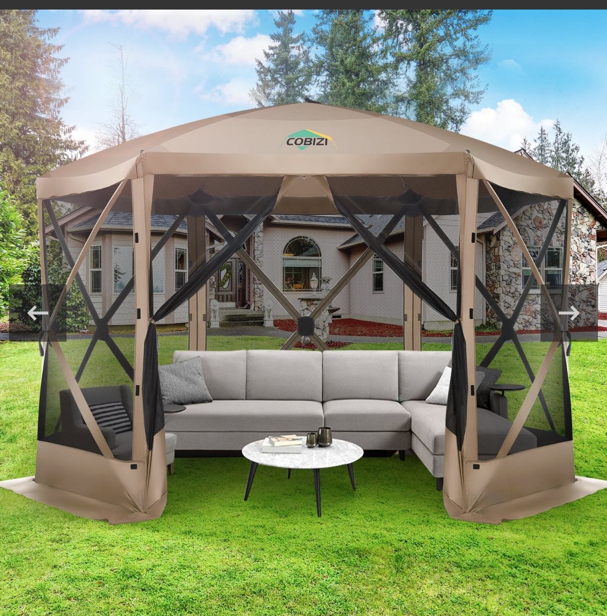 12x12 pop up gazebo outdoor canopy camping tent with mosquito netting walls waterproof uv resistant easy set up party tent for shade and rain with car