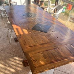 Extendable Solid Wood Table Made From Reclaimed Barn Wood