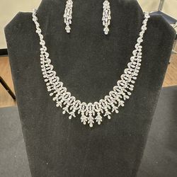 Sterling Silver Necklace And Earning Set 