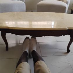 Antique Oval Marble Top Wood Bottom With Marble Stand