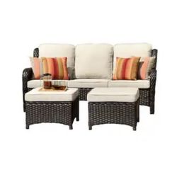 Three Seat Patio Sofa + Two Ottomans