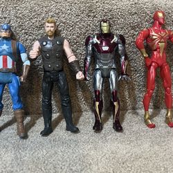 Marvel Iron Spiderman Ironman Captain America Thor Action Figure 6 Inch lot of 4