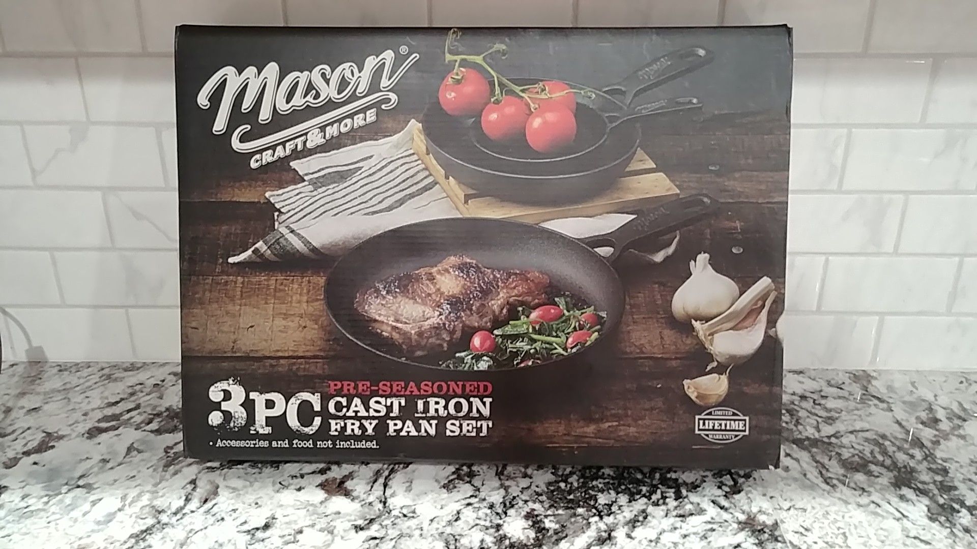 Mason craft and more pre-seasoned 3-piece cast iron fry pan set brand new