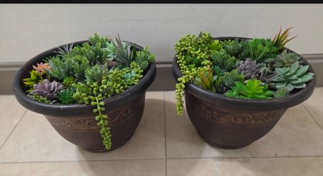 *** CLEARANCE *** The Big Pot, 14" Planter Filled w Artificial Succulents ($25 EACH) @ Lasting Creations