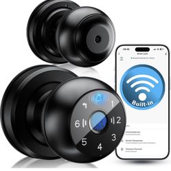 5-in-1 WiFi Smart Fingerprint Door Knob Lock with Keypad