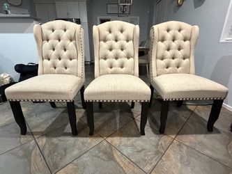 Set of 6 Tufted Wingback Dining Chairs