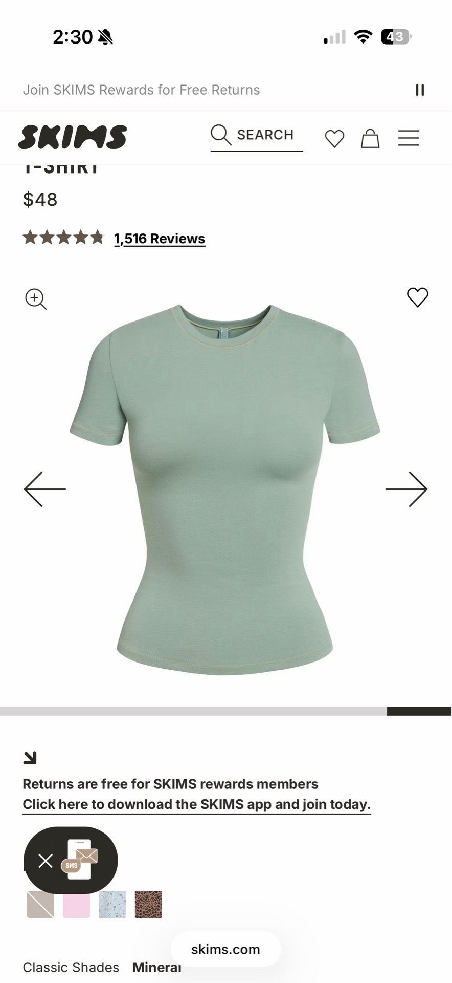 Skims cotton jersey T-shirt