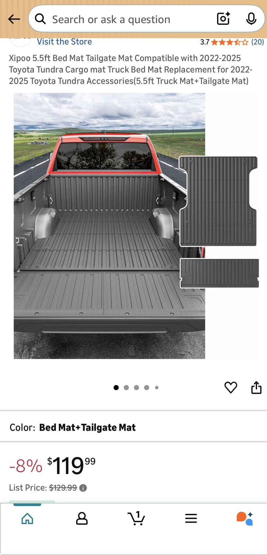 Xipoo 5.5ft Bed Mat Tailgate Mat Compatible with 2022-2025 Toyota Tundra Cargo mat Truck Bed Mat Replacement for 2022-2025 Toyota Tundra Accessories(5