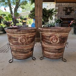 Brown Ring Clay Pots, Planters, Plants. Pottery $80 cada una
