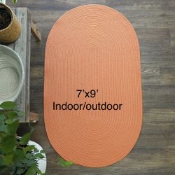 Orange Braided Indoor/Outdoor Area Rug, Brand New