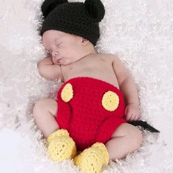 Baby Crochet Mickey Mouse Costume Outfit Great For New Born Photo Prop