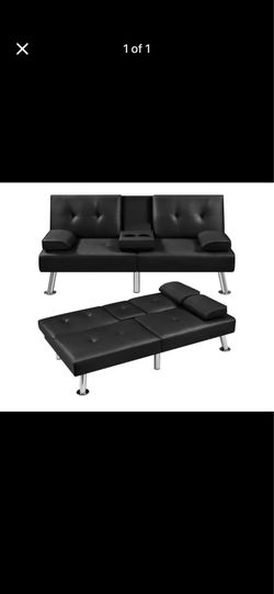 Convertible Sofa Bed Adjustable Couch Sleeper Modern Faux Leather Recliner Reversible