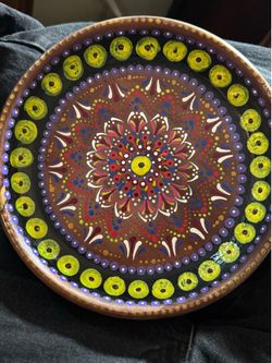 Hand made and hand painted cedar bowl