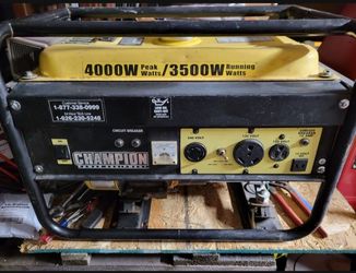 Champion 4000 Watt Generator.
Easy Starting, Runs Great, Come Hear It Run And Pick It Up.