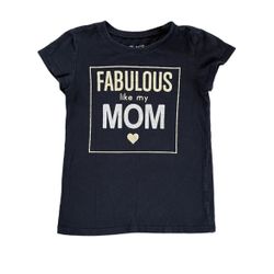 Childrens Place Girls S 5/6 T-Shirt Black Glitter Graphic Fabulous Like My Mom