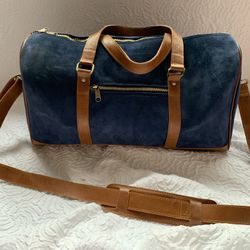 Real Leather Blue Duffle Bag