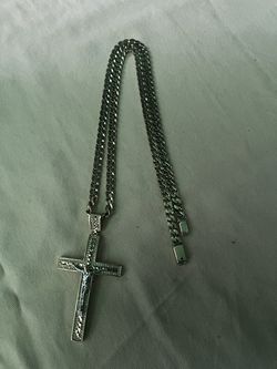 10k gold Cuban link with 14k gold Jesus & cross pendant 60 grams