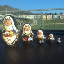 Vintage Russian Nesting NUN Dolls