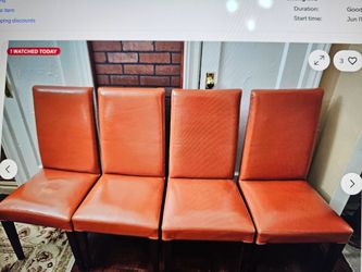 Pottery Barn Grayson Dining Chairs Set Of 4 Cognición Orange Leather