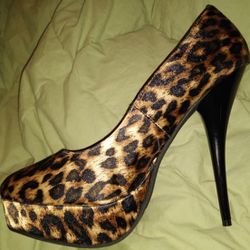 Leopard Satin Heels Sz.9