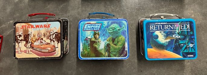 3 Vintage Star Wars metal lunchboxes w thermos