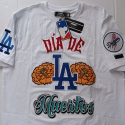 Los Angeles Dodgers Pro Standard Men's Large Dia De Los Muertos Patches White Tee