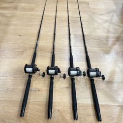 Lot Of 4 Matching Shimano Tld 25 Rods And Reels