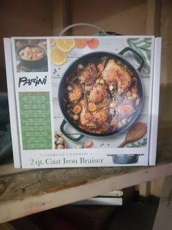 Parini 2qt cast iron braiser/green color