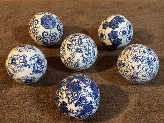 3” Chinoiserie Ceramic Carpet Balls / Bowl Fillers (Set of 6)