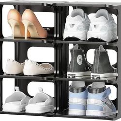 HAIXIN Shoe Rack for Bedroom Plastic Organizer for Closet 8 Tier Shoe Cubby Free Standing Shelves Cabinet