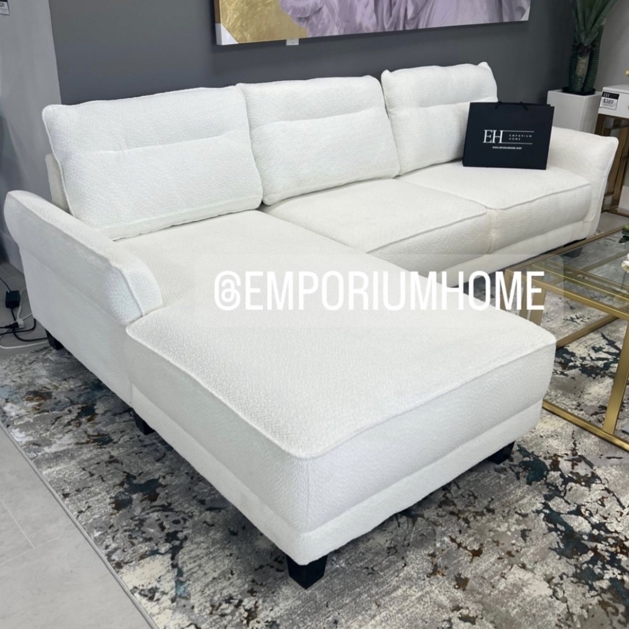 White Boucle Sofa Sectional 🔥buy Now Pay Later 